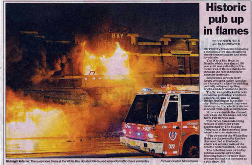 White Bay Hotel Fire Press Clippings
