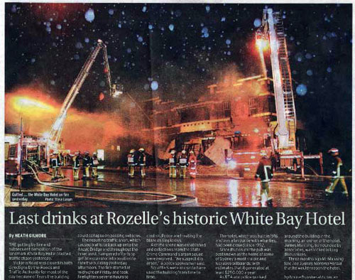 White Bay Hotel Fire Press Clippings